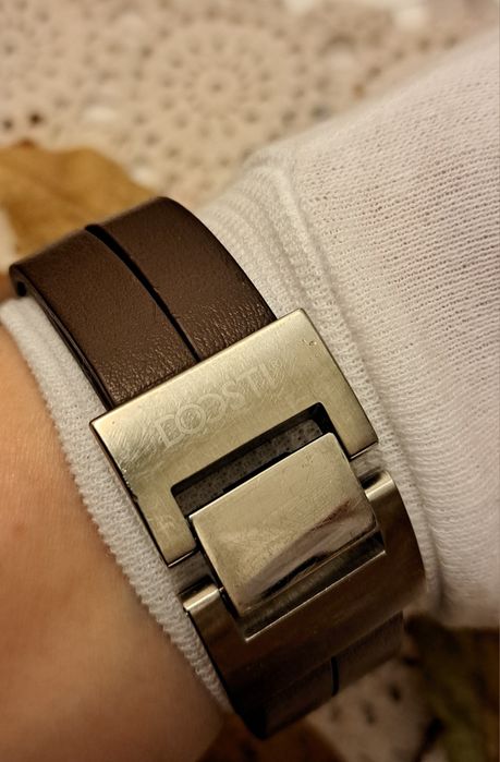 Bransoleta unisex z grubej brązowej skóry naturalnej DOOSTI
