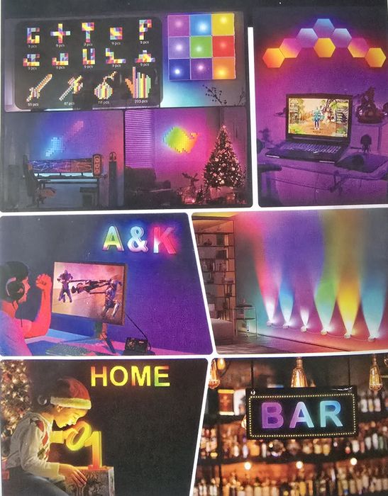 8 sztuk sześciokątne panele do gier RGB z aplikacją i pilotem