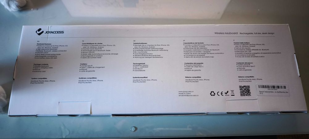 Teclado computador Joyaccess (novo) - Bluetooth sem fios em aluminio