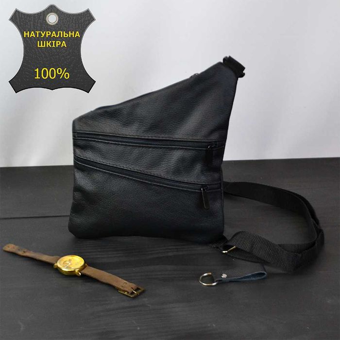 Сумка чоловіча з натуральної шкіри, шкіряна слінг сумка через плече