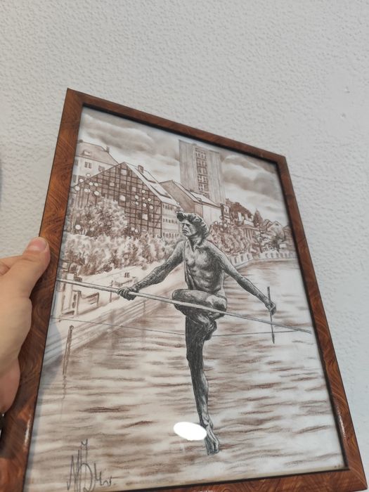 Obraz technika mieszana Bydgoszcz Olszewski vintage retro prl