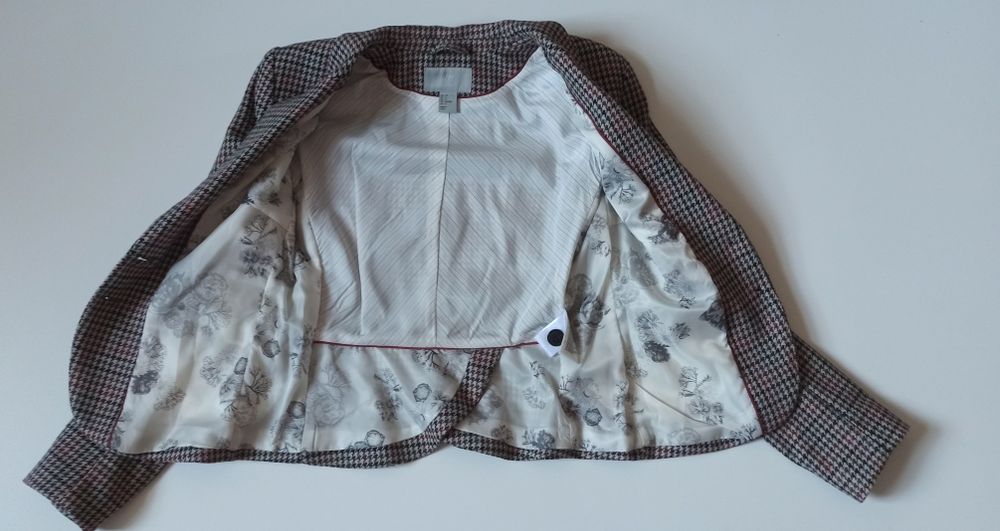 Marynarka w pepitkę z domieszką wełny H&M, rozm. 38, jak nowa