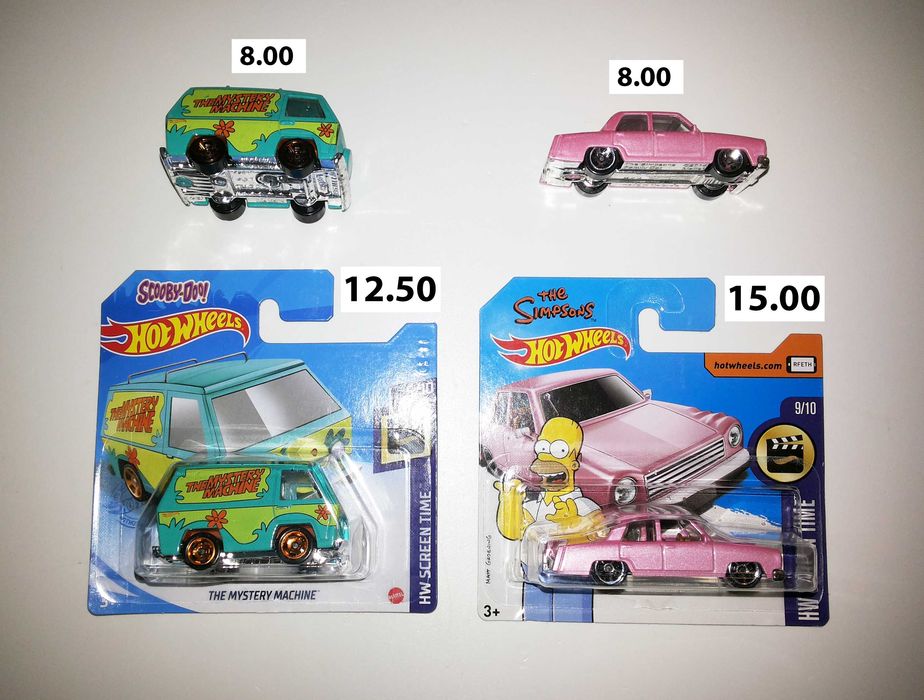 Hot Wheels - The Simpsons , Scooby Doo . etc
