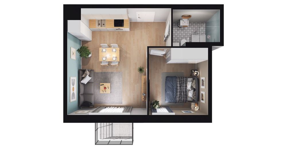 2-pokojowe mieszkanie 40m2 + balkon