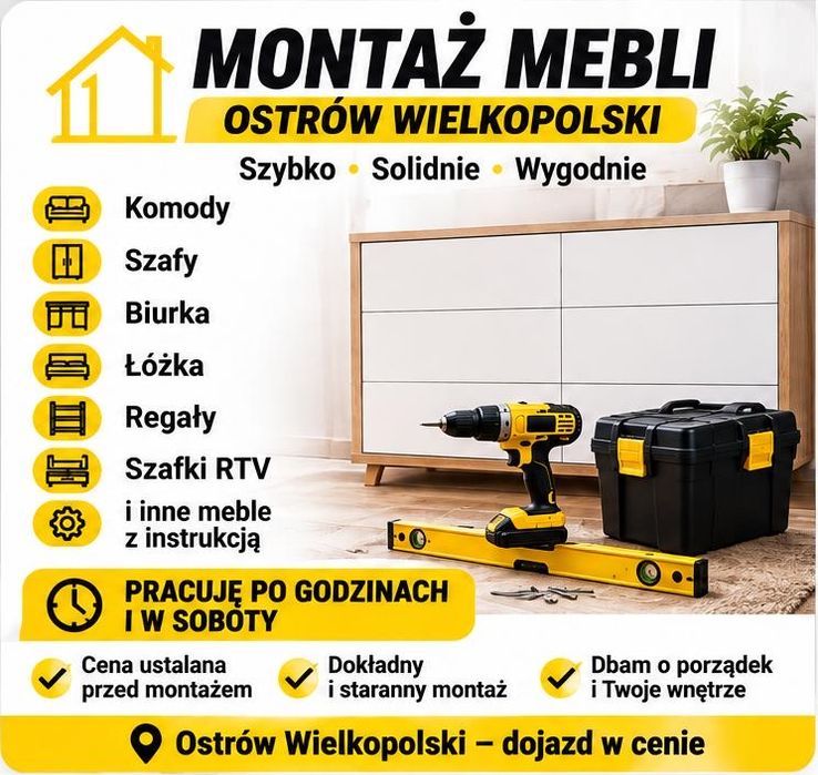 Montaż mebli Ostrów Wielkopolski | Szafy, komody, łóżka