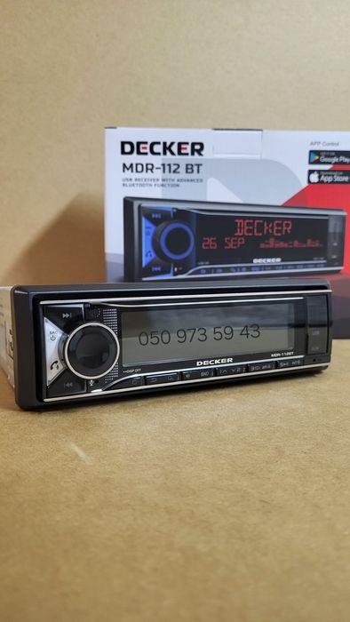 Блютуз магнітола Decker MDR-112BT/USB/AUX/змінна підсвітка