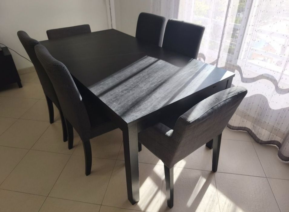 Mesa extensivel IKEA BJURSTA + 6 cadeiras