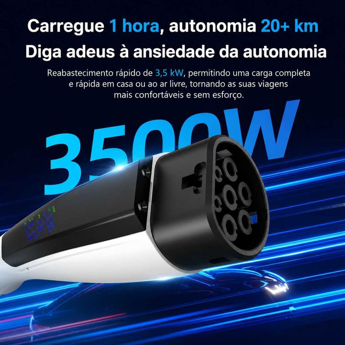 Carregador portátil ev de alta eficiência, 3,5kw, 16A, ip66, 10m