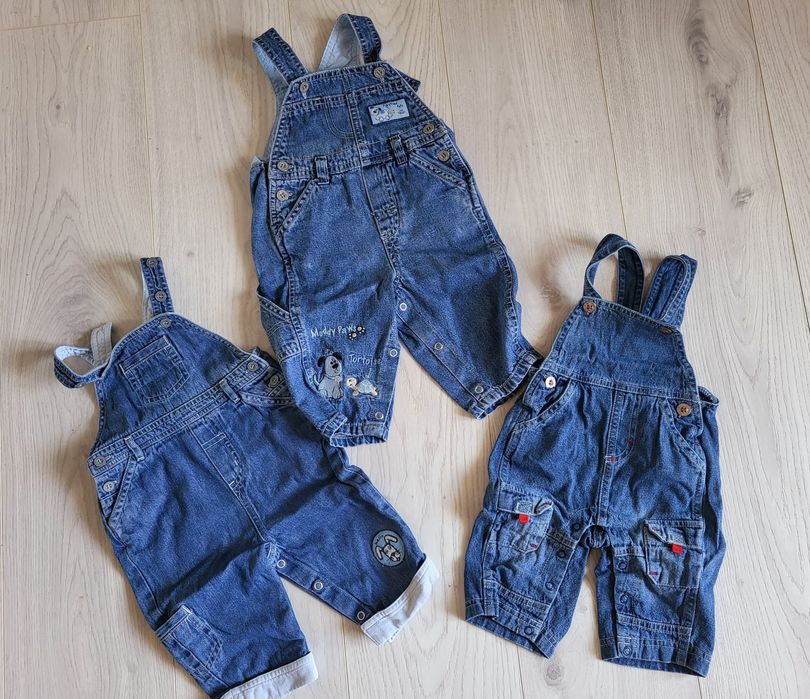 Ogrodniczki jeansowe 3-6 mies.