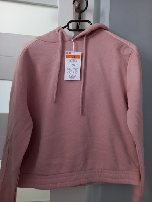 bluza z kapturem pudrowy róż xs