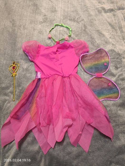 Strój wróżki z opaską skrzydełkami i różdżką