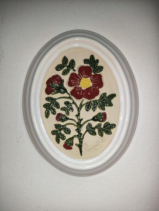 „GABRIEL SWEDEN" obrazek dzika róża.Piękny owalny dekoracyjny,subtenyl