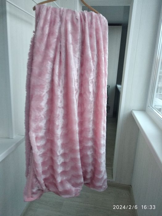 Новый плед (покрывало) "Норка" евроразмер 220/240 пудрового цвета