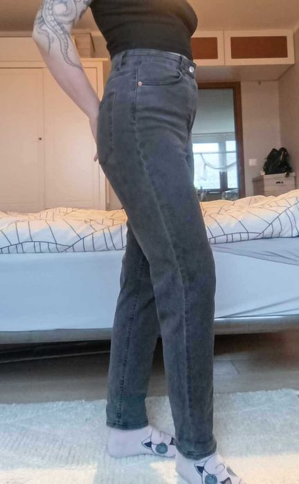 Szare mom jeans H&M