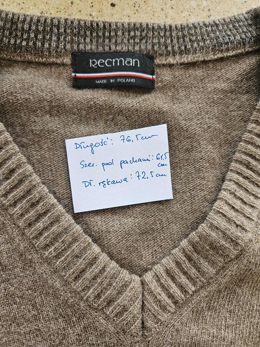 Sweter męski merino xxl Recman beż