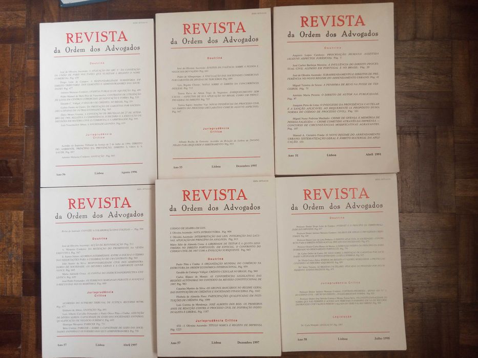 7 livros - Revista da Ordem dos advogados. Preço mínimo e conjunto