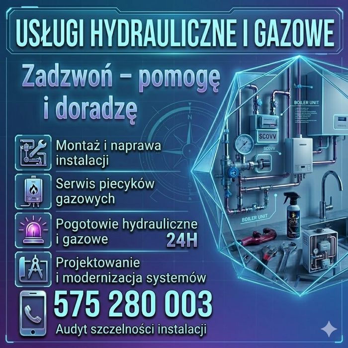 Gazownik ,hydraulik, awarie,woda, gaz, udrażnianie kanalizacji