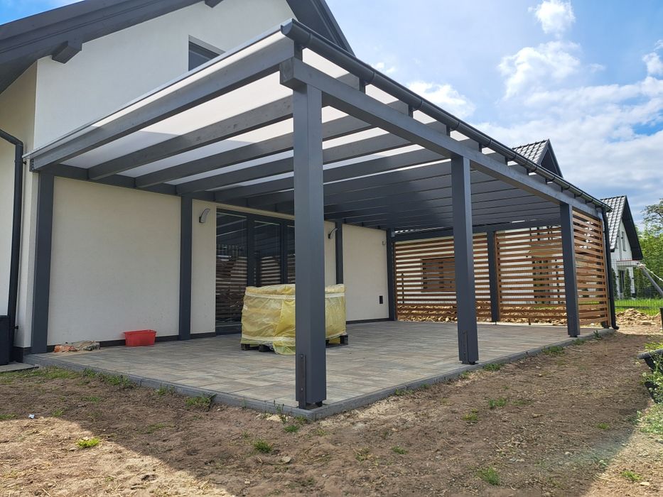 Pergole zadaszenia tarasów wiaty zabudowa tarasu