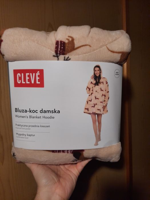 Bluzo-kocyk, wzór w jamniki, duży rozmiar