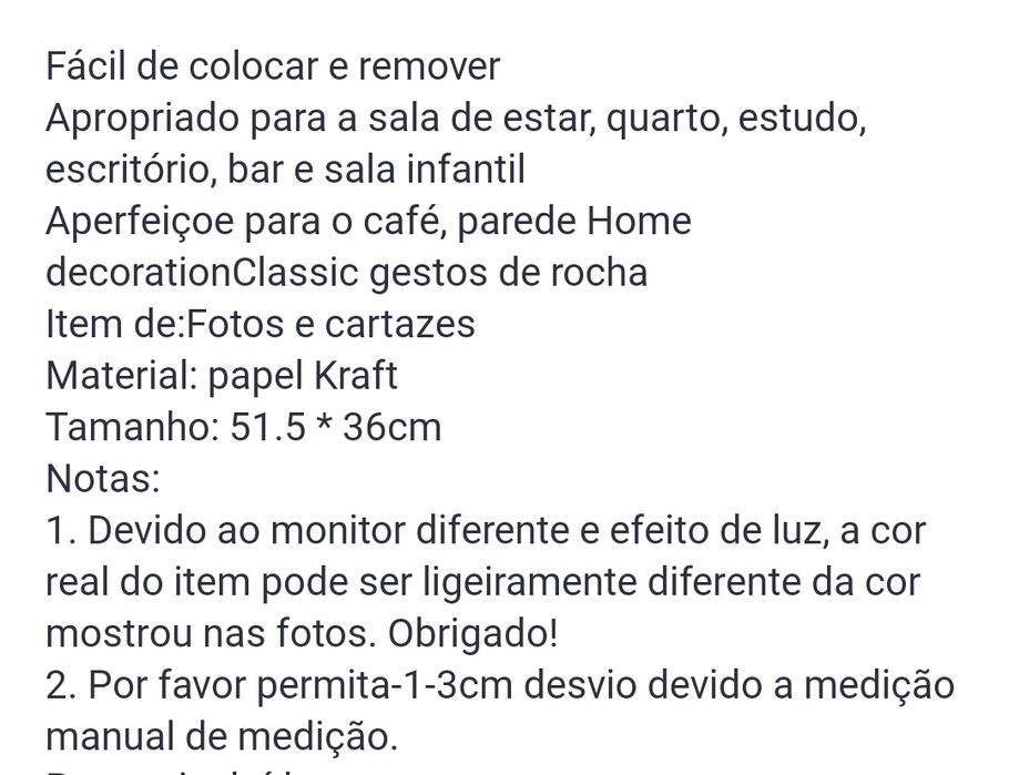 Cartaz decorativo de parede ROCK - Novo