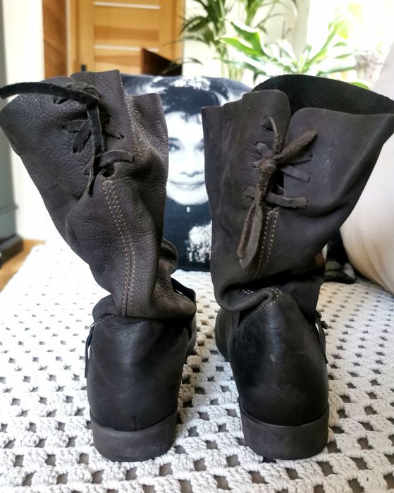 Skórzane kozaki botki Vera Pelle