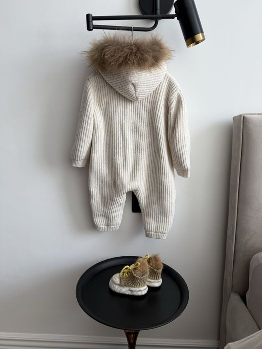 Теплий вʼязаний комбінезон Baby Mio 12-18 місяців, чобітки в подарунок