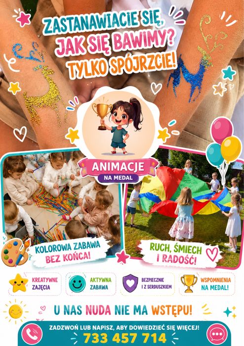 Animacje dla dzieci z sercem i 5-letnim doświadczeniem! Urodziny, wesela, komunie, festyny — Rzeszów i okolice