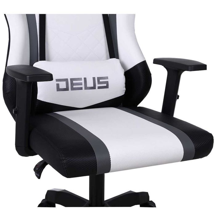 Fotel Gamingowy DEUS Storm White – Pełna Regulacja, Maksymalny Komfort