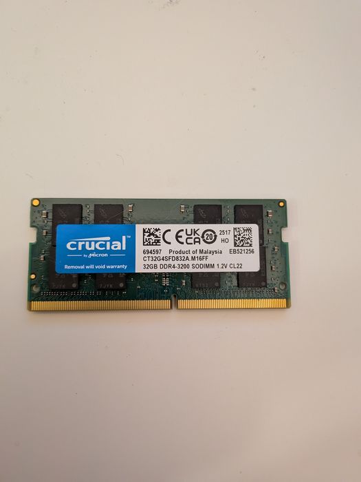 32gb Memória RAM Crucial SODIMM 32gb 3200