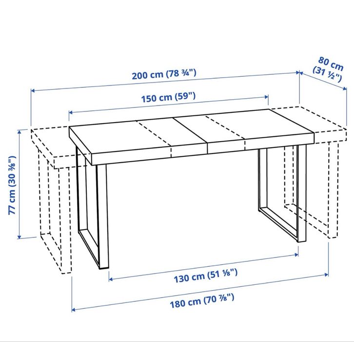 Stół rozkładany IKEA Tarsele okl dęb 150/200x80 cm