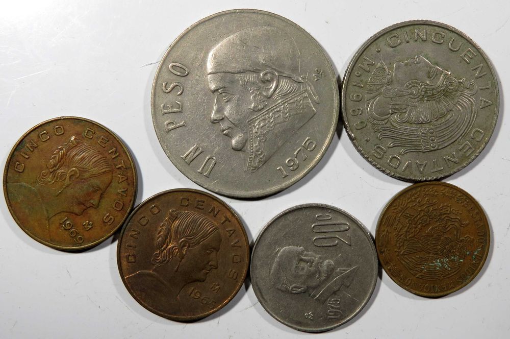 LOTE 6 Moedas Mexico - Excelente . SÓ 2,00€
