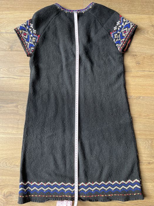 Sukienka mini, tunika Zara, XS S, wełna, totemowy wzór