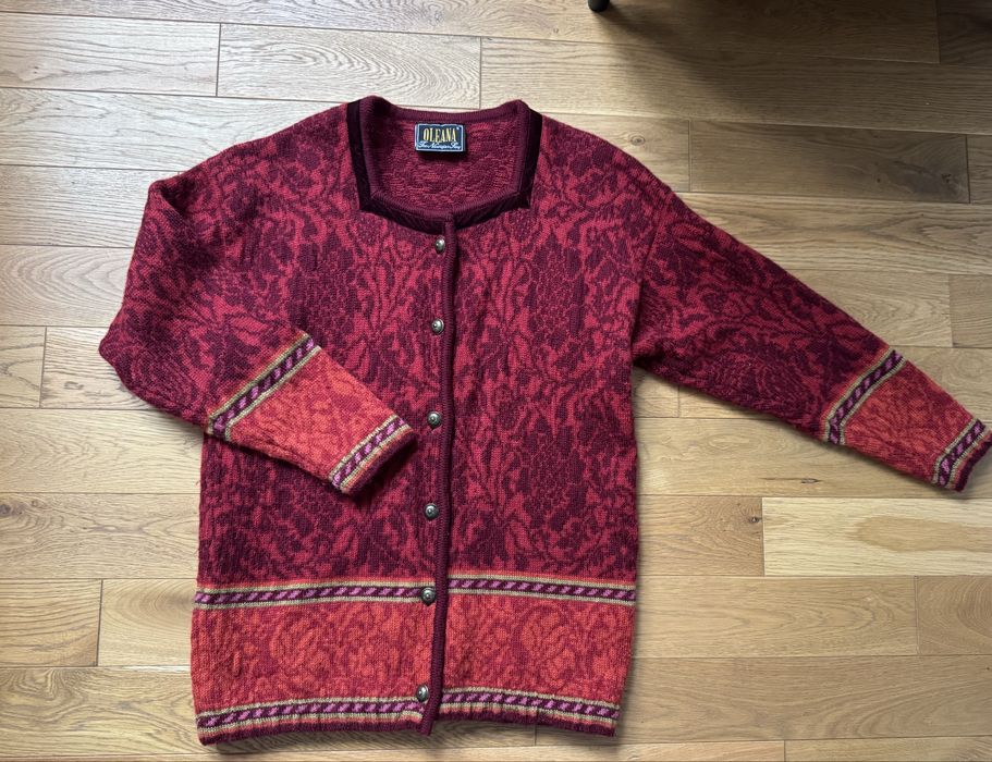 Sweter damski OLEANA S oversize – 100% wełna, norweski kardigan