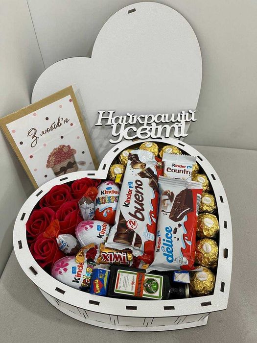 Подарок НА ЛЮБОЙ БЮДЖЕТ. Бокс со сладостями. Девушке,маме 14 февраля