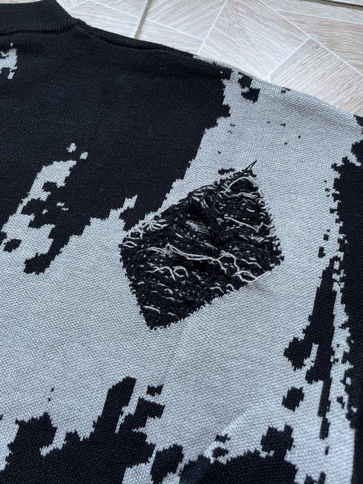 Свитер Grunge Distressed Knitted Sweater Glitch Art Style Gothic L