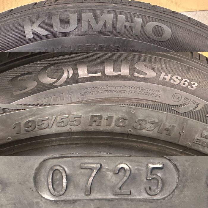 Cena za komplet nowych opon Kumho 195/55/16 lato 2025r wysyłka
