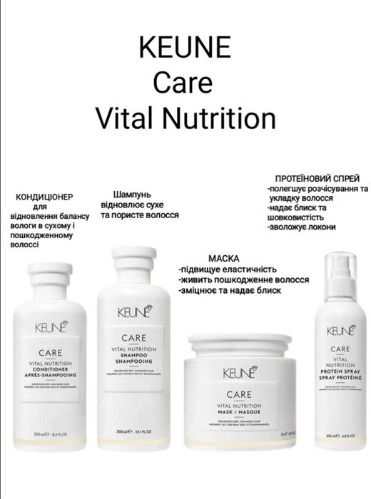 Keune Care Vital Nutrition Шампунь / Маска / Кондиционер / Спрей