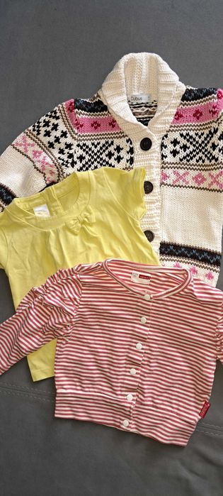 Sweter kardigan bluza bluzeczka Zara Cubus name it. Paseczki seledynowa bawełna 80 cm. 9-12 m-c. 3 sztuki.