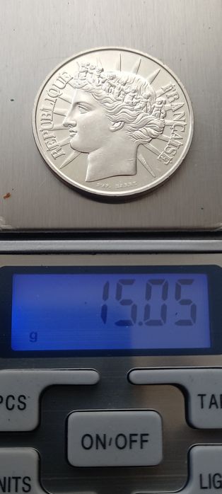 Срібна монета 100 франків 1988р