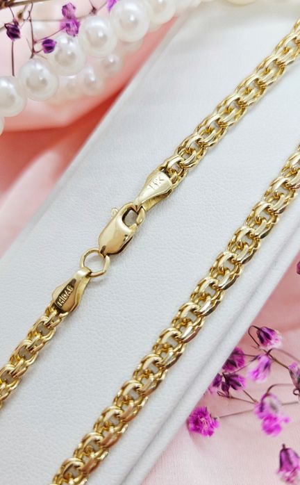 Złoty łańcuszek, oryginalny splot, klasyczny pr 585 r. 50cm