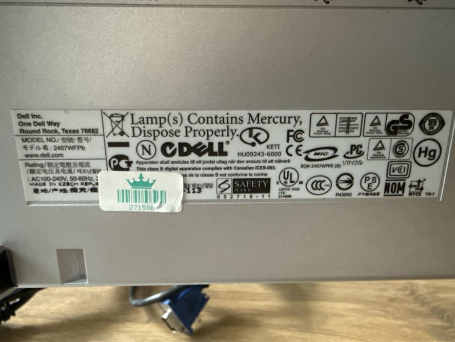 Monitor 24’ Dell 2407WFPb