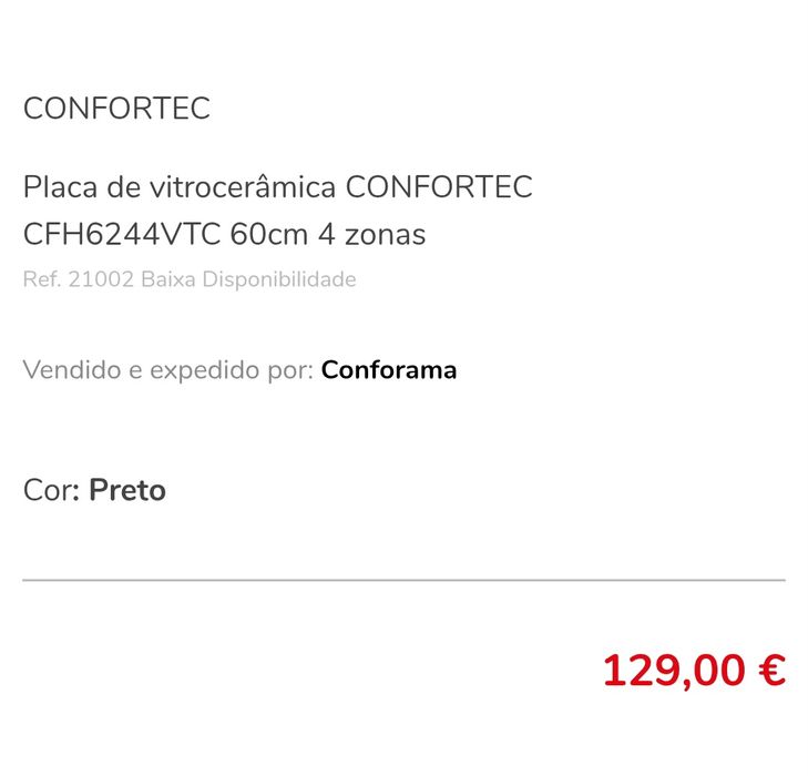 Placa vitrocerâmica confortec (nova) cfh6244vtc