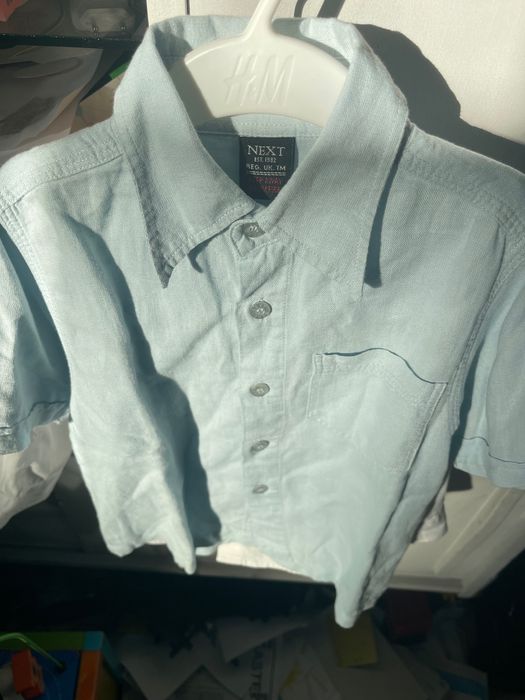 lniana koszula NEXT jasno niebieska