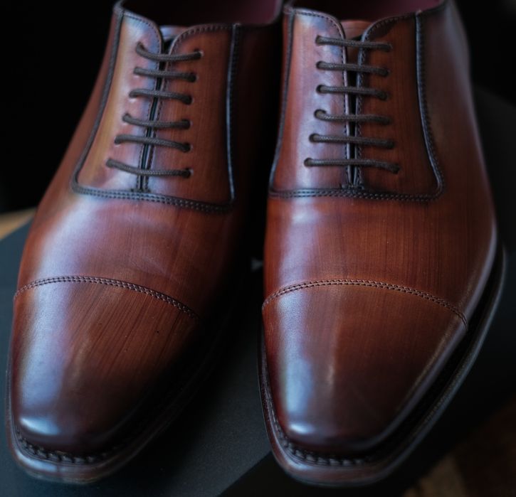 Loake Larch Oxford 41 UK 7 kasztanowe oxfordy buty garniturowe