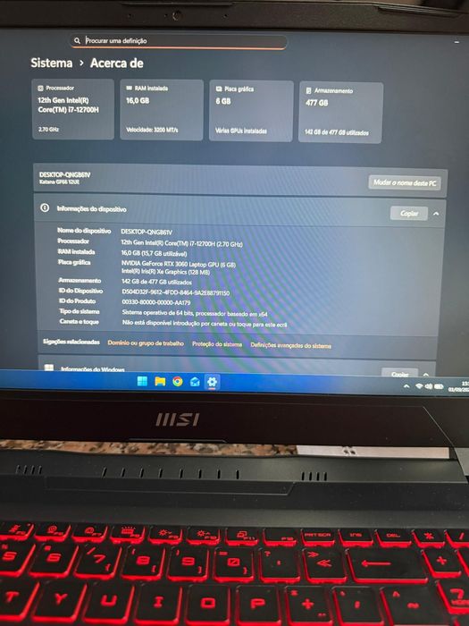 Computador Portátil Gaming MSI KATANA GF66