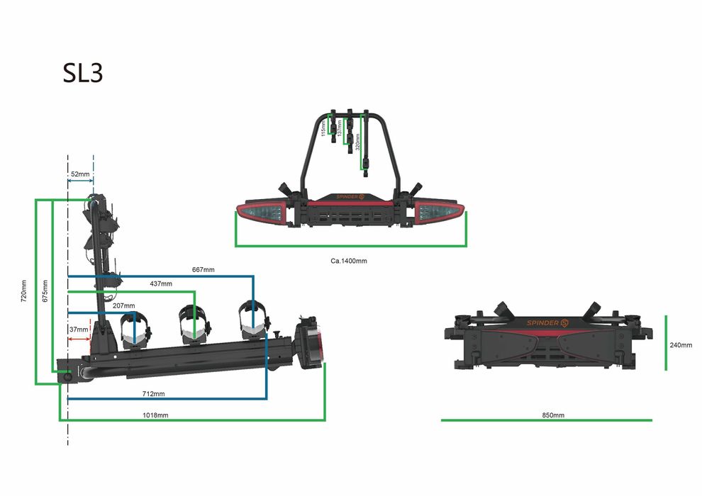 Bagażnik platforma rowerowa na hak SPINDER SL3 przesuwny składany bus