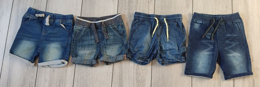 4 szt. krótkie spodenki, szorty jeans r.92
