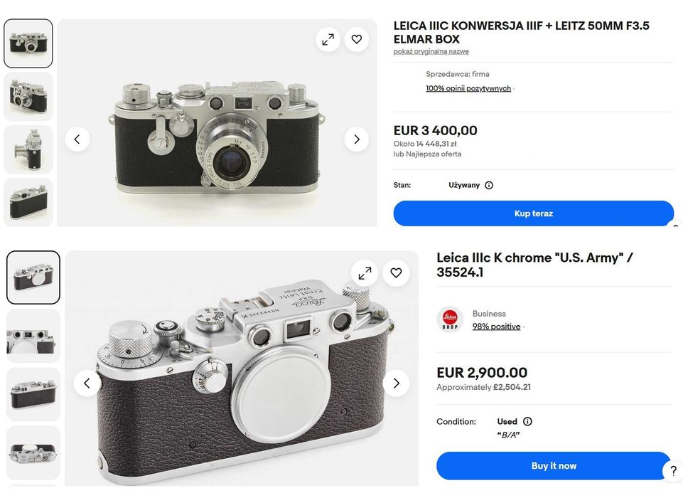 Aparat LEICA IIIC ( Leitz ) + Leica 50mm + 90mm Rzadki UNIKAT Zobacz !