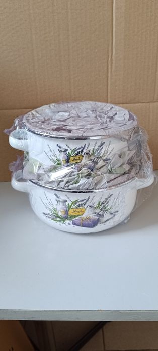 Zestaw garnków emaliowanych 6 elementów 14,16,18, nowe