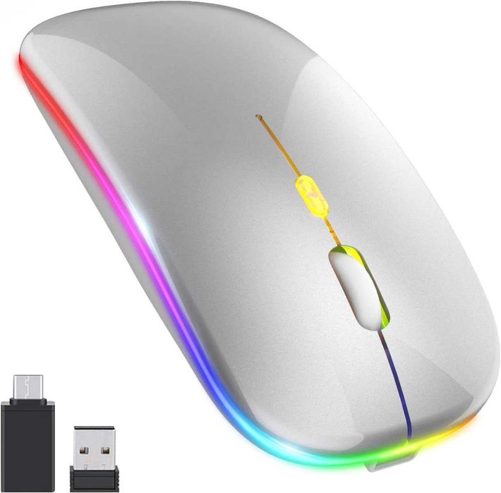 Pasonomi mysz bezprzewodowa USB LED CICHA PC USB-C